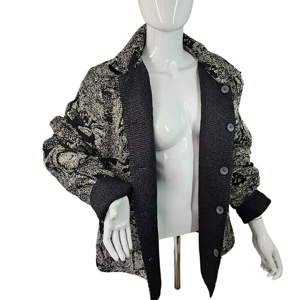 Tania Nardi Handmade Crinkle Stretch Jacket Reversible Button Up Women XL Black